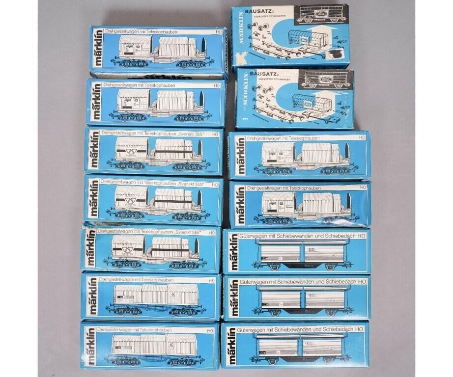 Fourteen Marklin HO freight