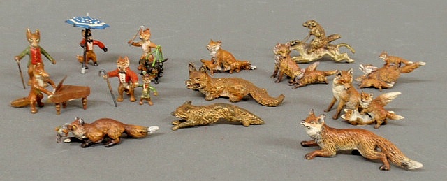 Fourteen miniature cold painted
