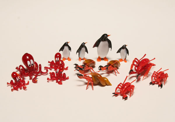Fourteen Murano art glass