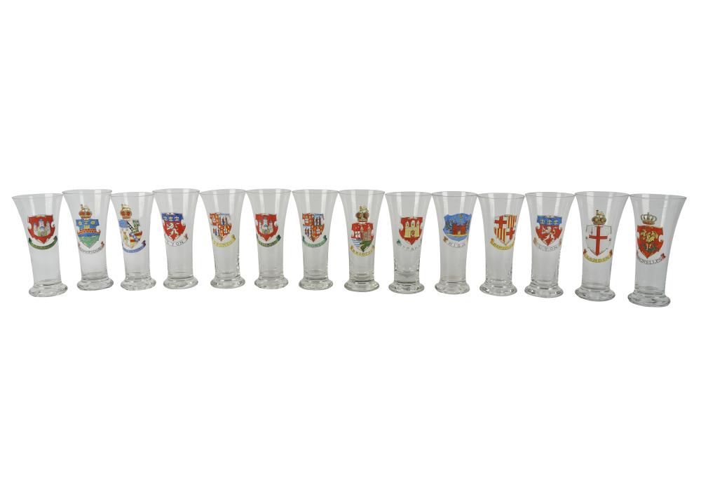 FOURTEEN PAINTED BEER GLASSESeach