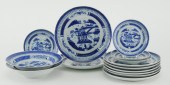 FOURTEEN PIECES OF BLUE AND WH
