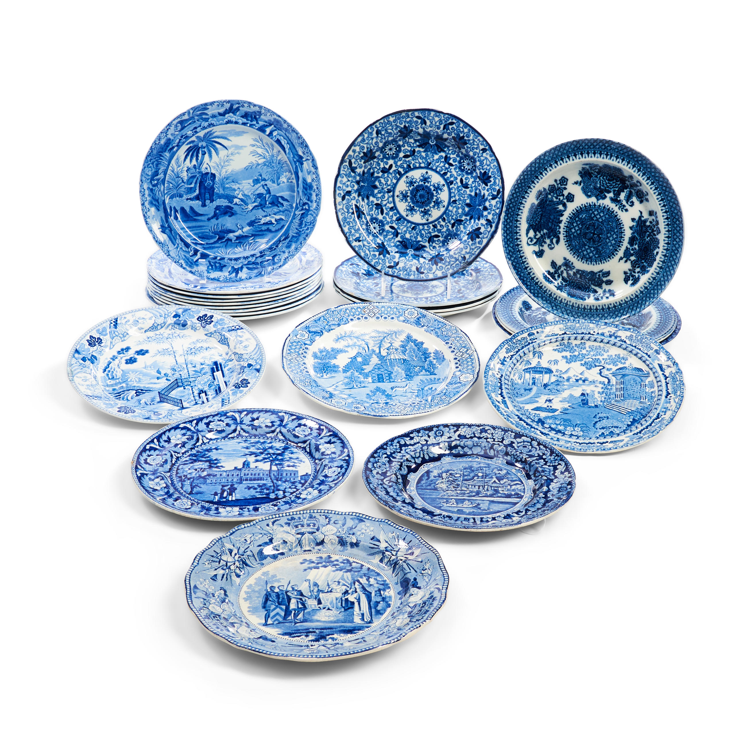 FOURTEEN STAFFORDSHIRE BLUE