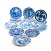 FOURTEEN STAFFORDSHIRE BLUE TR