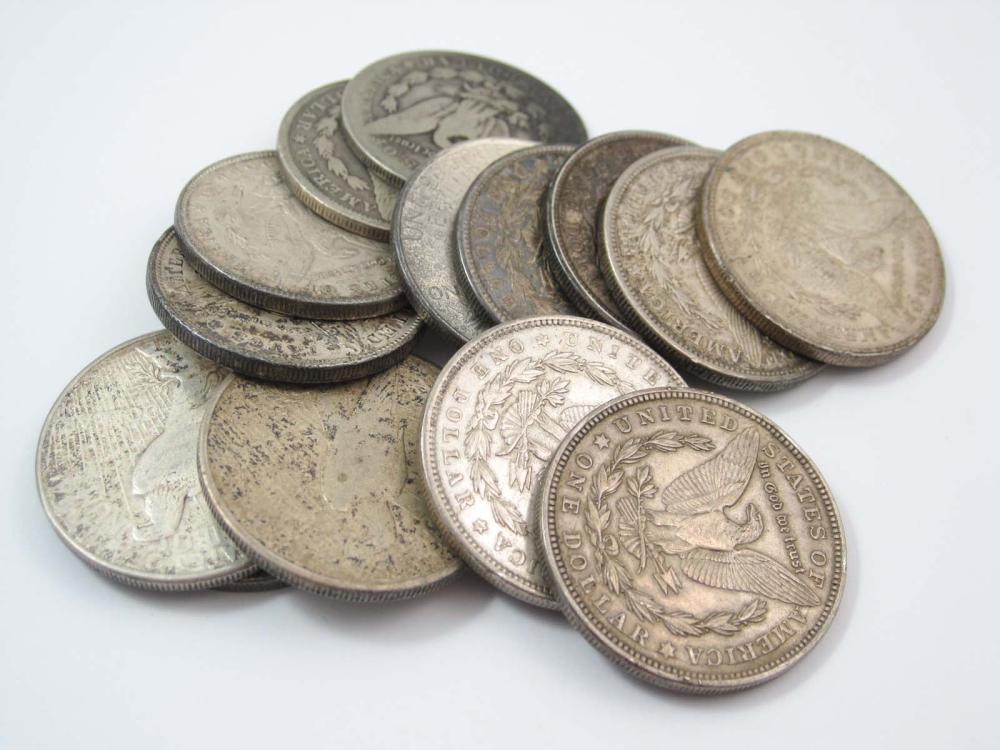FOURTEEN U.S. SILVER DOLLARS, 11