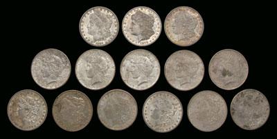Fourteen U.S. silver dollars: