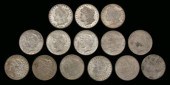 Fourteen U.S. silver dollars: