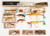 FOURTEEN VINTAGE FISHING LURES