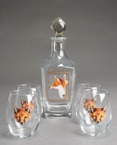 FOX DECORATED GLASS DECANTER A