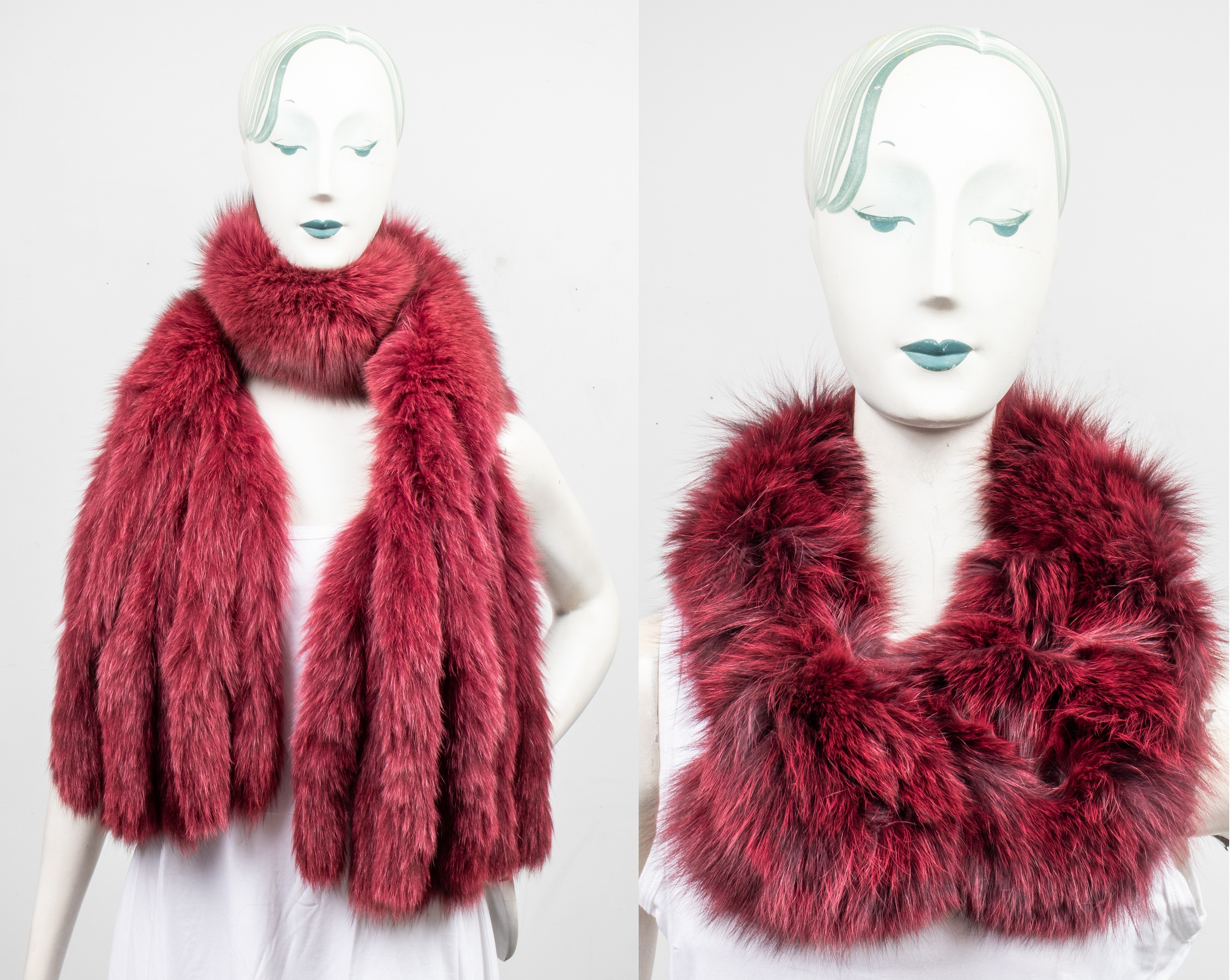 FOX FUR STOLE AND SCARF, 2 PCS. Fox