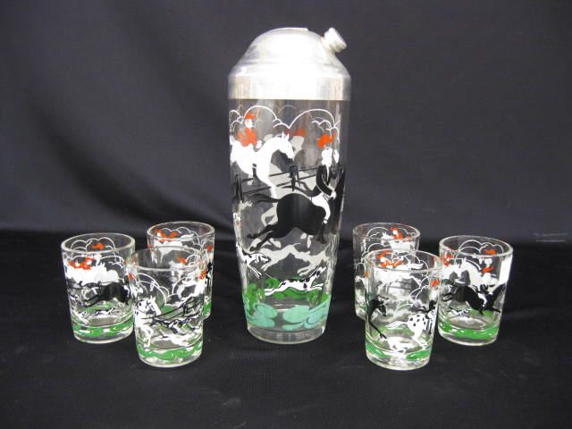 Fox Hunt Decorated Glass Cocktail