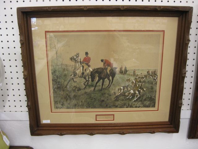 Fox Hunt Handcolored Lithograph