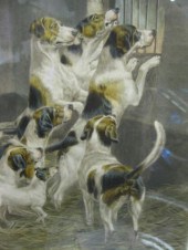 Foxhound Lithograph ''Ready Fo