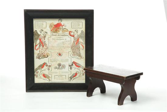 FRAKTUR AND FOOTSTOOL.  American 