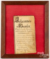 FRAKTUR BOOKPLATE FOR JOHANNES