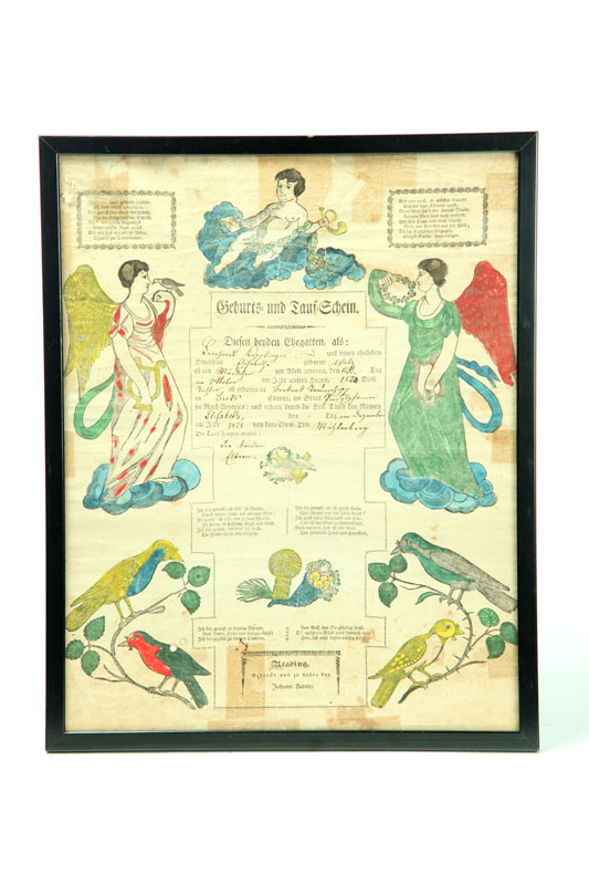 FRAKTUR.  Handcolored fraktur