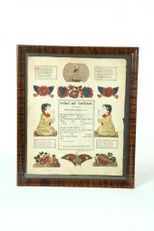 FRAKTUR.  Handcolored printed