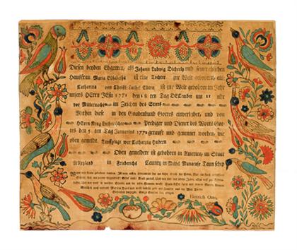 Fraktur: taufschein for Catharina