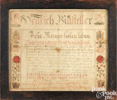 FRAKTUR VORSCHRIFT, DATED 1806