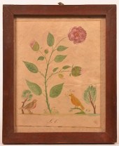 FRAKTUR WATERCOLOR DRAWING - B