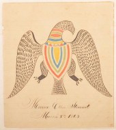 FRAKTUR WATERCOLOR DRAWING OF