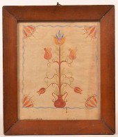 FRAKTUR WATERCOLOR DRAWING OF