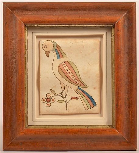 FRAKTUR WOOD BLOCK AND WATERCOLOR