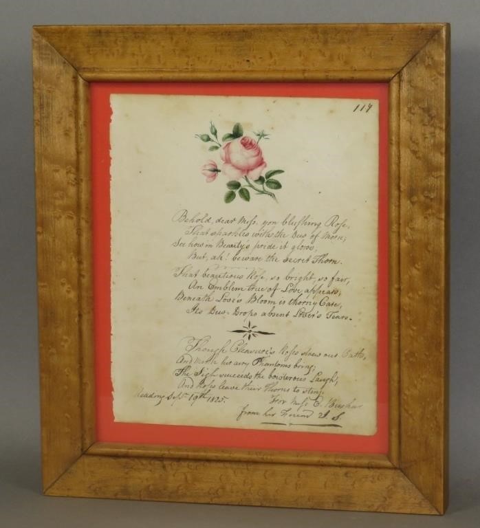 FRAME INK & WATERCOLOR POEMca. 1825