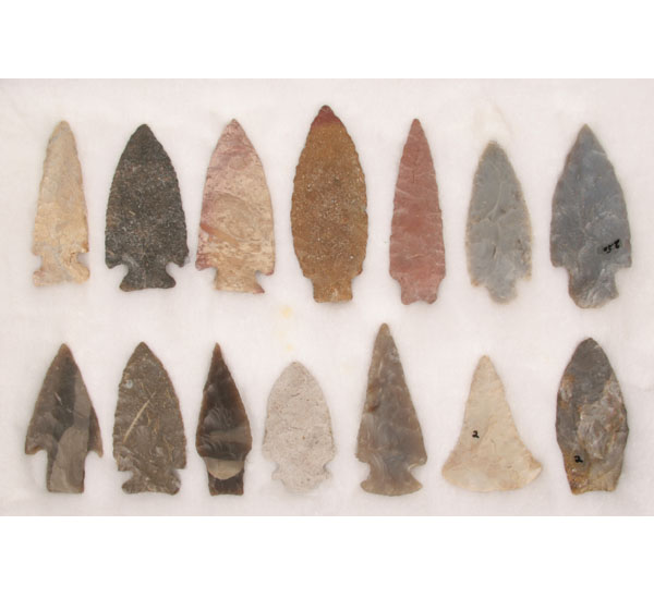 Frame of 14 flints; miscellaneous