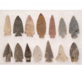 Frame of 14 flints; miscellane