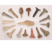 Frame of 17 flint drills.  Lar
