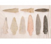 Frame of 9 miscellaneous flint