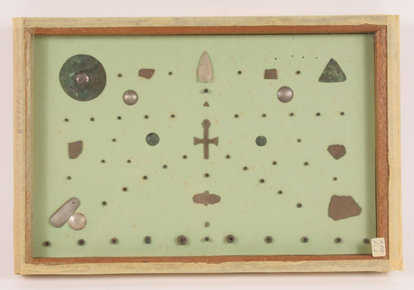 Frame of silver beads, discs, and