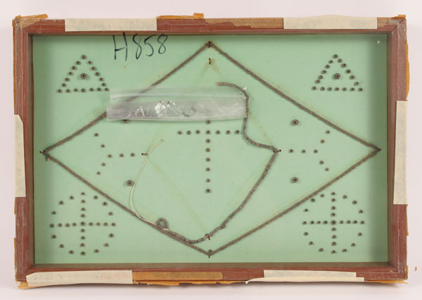 Frame of silver beads, some