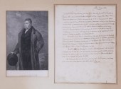 FRAMED 1824 LETTER FROM LAFAYE