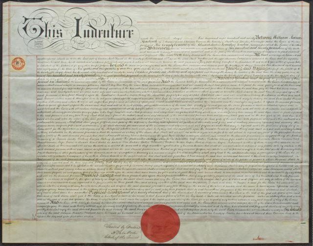 FRAMED 1890 BRITISH LAND INDENTURE,