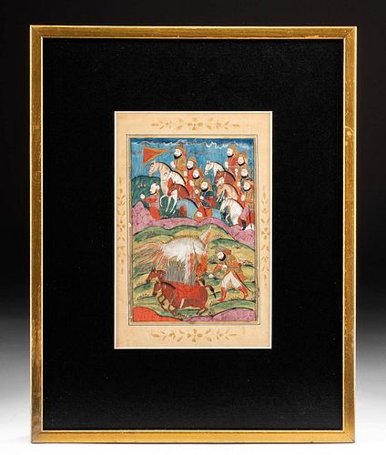 FRAMED 18TH C. MUGHAL PAINTING -