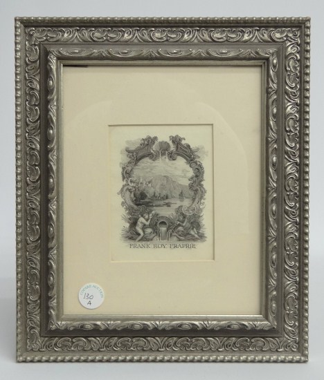 Framed 19th c. bookplate ''Frank