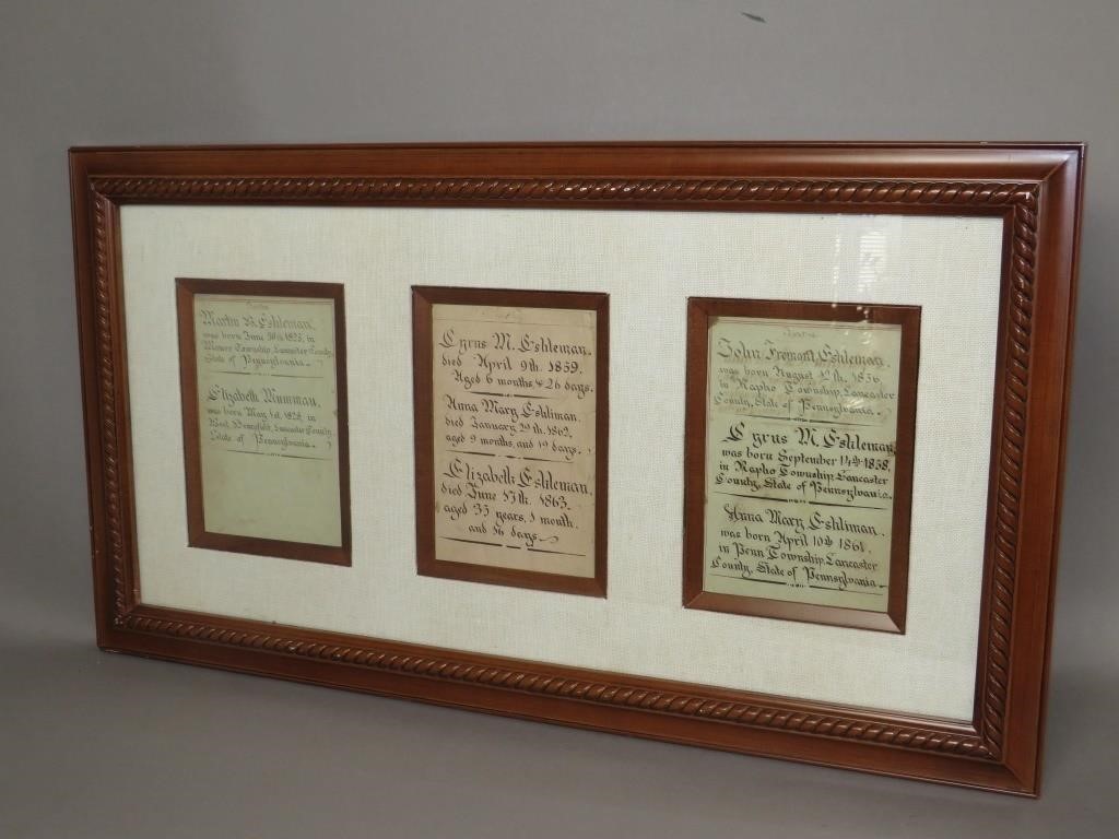 FRAMED 3 PANEL HAND WRITTEN