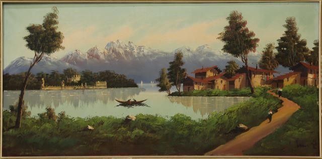 FRAMED ALPINE LAKE LANDSCAPE