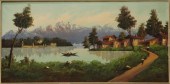 FRAMED ALPINE LAKE LANDSCAPE P