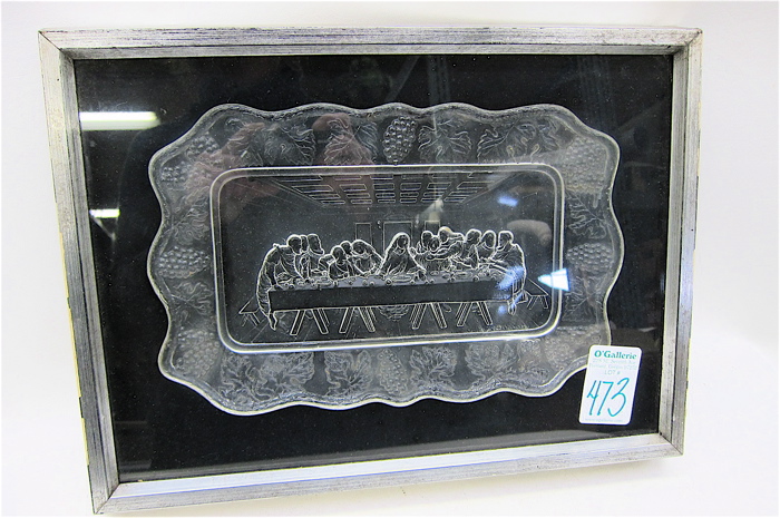 FRAMED AMERICAN PRESSED GLASS BREAD