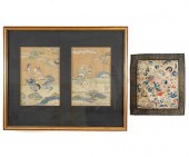 Framed and matted Chinese silk