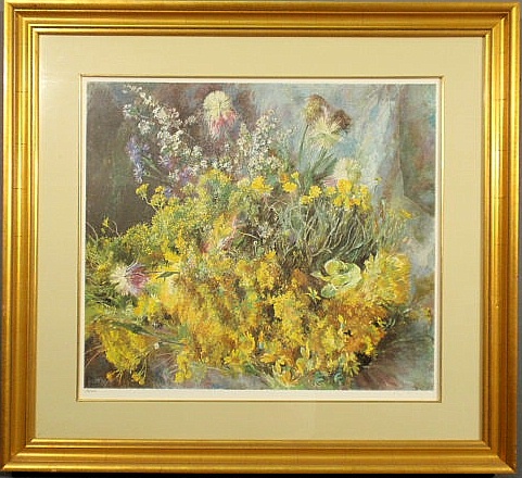 Framed and matted collotype of