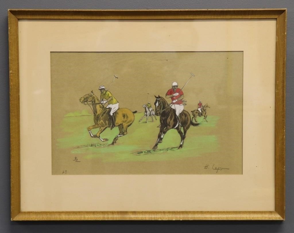 Framed and matted crayon and
