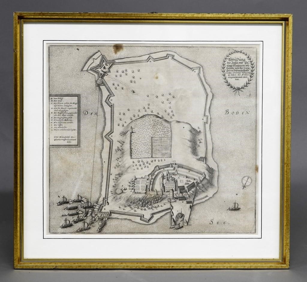 Framed and matted engraved map of