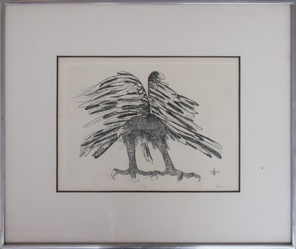 Framed and matted etching by Baskin