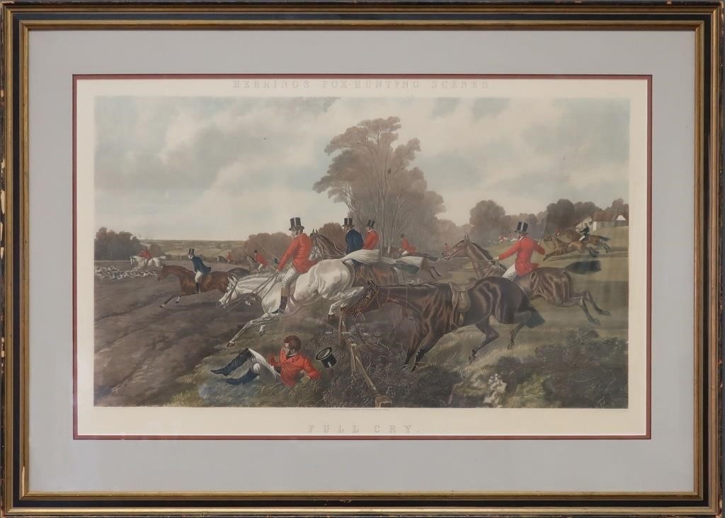 Framed and matted foxhunting