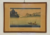 Framed and matted Japanese pai