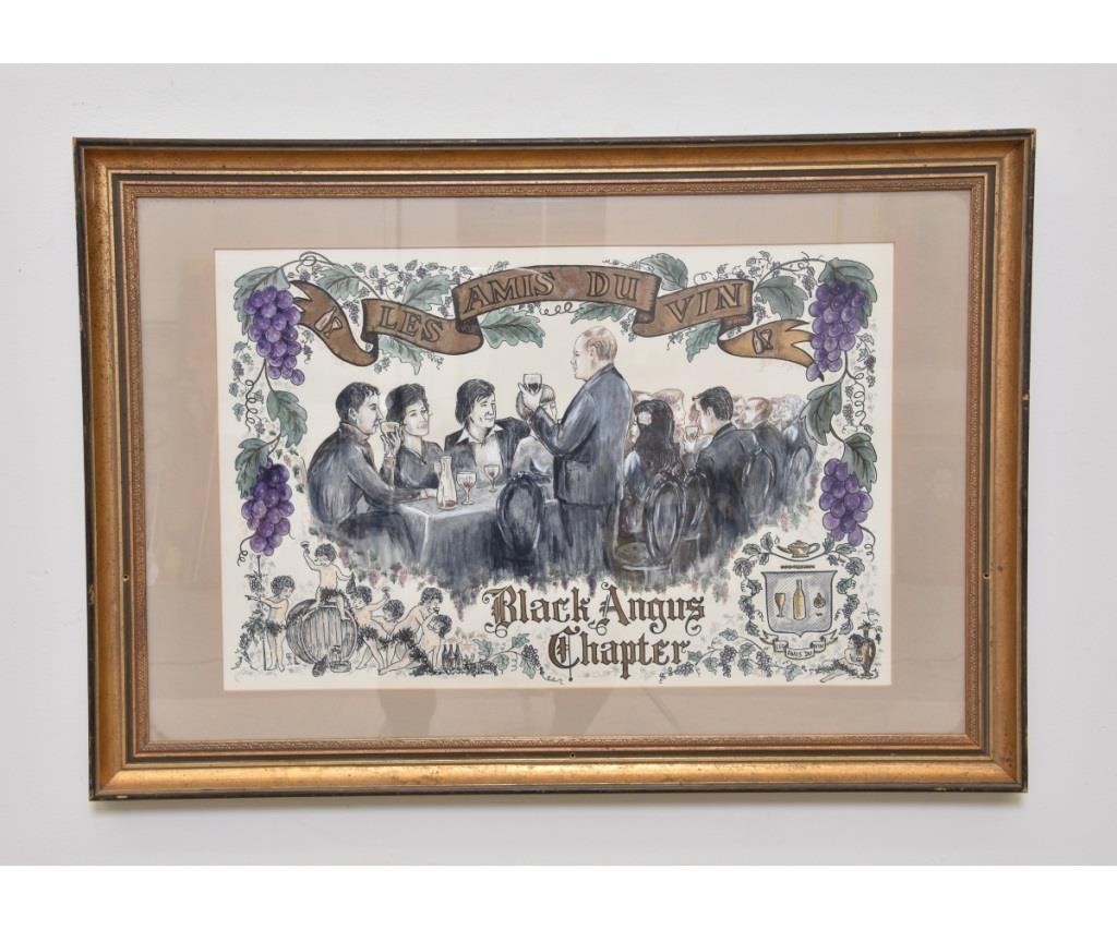Framed and matted mixed media