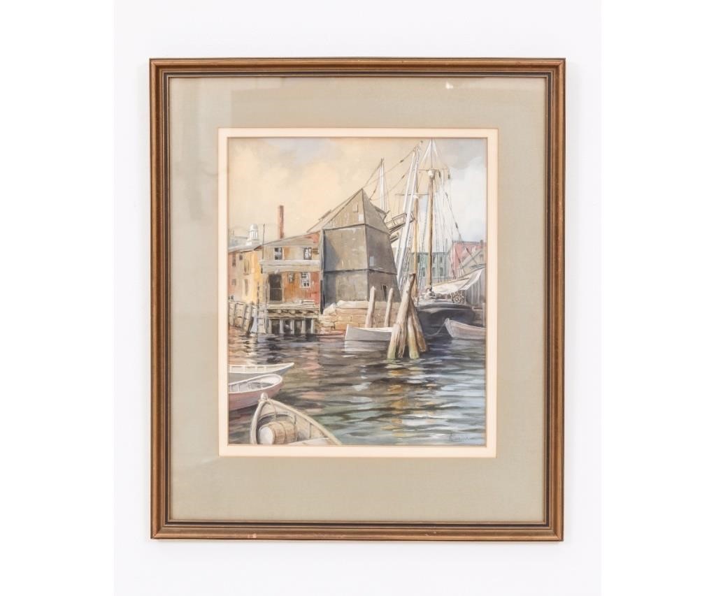 Framed and matted watercolor of a